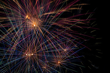 Bright fireworks on night sky