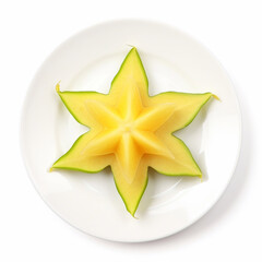 Obraz premium Juicy delicious carambola lies on beautiful plate, Ai generated