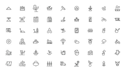 Agriculture icon set. Ecology line icons set.