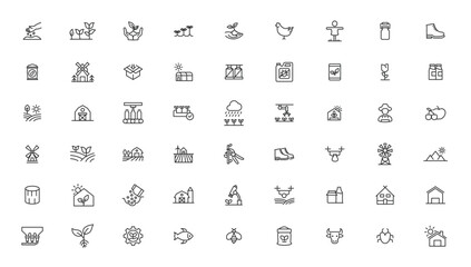 Agriculture icon set. Ecology line icons set.