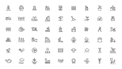 Agriculture icon set. Ecology line icons set.