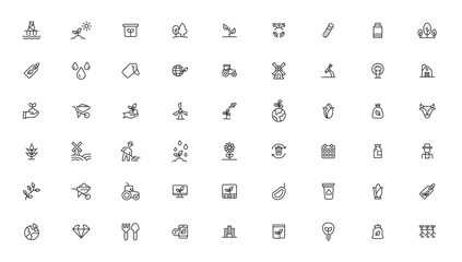 Agriculture icon set. Ecology line icons set.