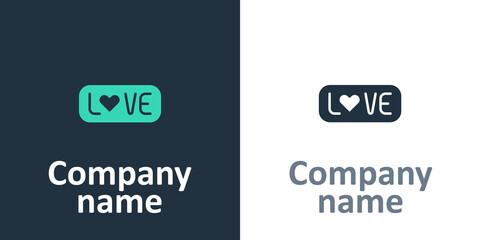 Obraz premium Logotype Love text icon isolated on white background. Valentines day greeting card template. Logo design template element. Vector