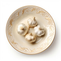 Juicy delicious garlic lies on beautiful plate, Ai generated