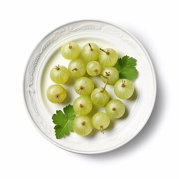 Juicy delicious gooseberry lies on beautiful plate, Ai generated
