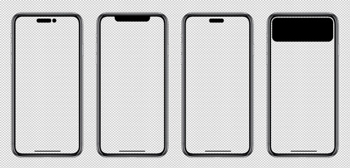 Smartphone similar to iphone 14 with blank white screen for Infographic Global Business Marketing Plan, mockup model similar to iPhone 15 isolated Background of ai digital investment economy. HD - obrazy, fototapety, plakaty