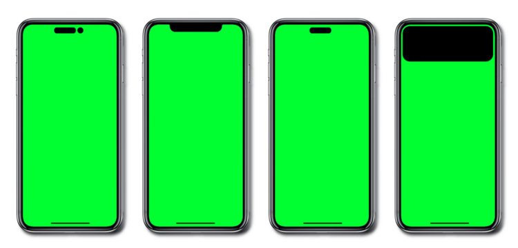 Smartphone green screen iphone 14 with blank white screen for Infographic Global Business Marketing Plan, mockup model similar to iPhone 15 isolated Background of ai digital investment economy. - Powered by Adobe