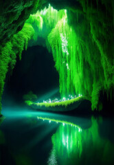 An amazing beautiful nature cave, Generative AI Illustration.