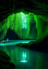 An amazing beautiful nature cave, Generative AI Illustration.