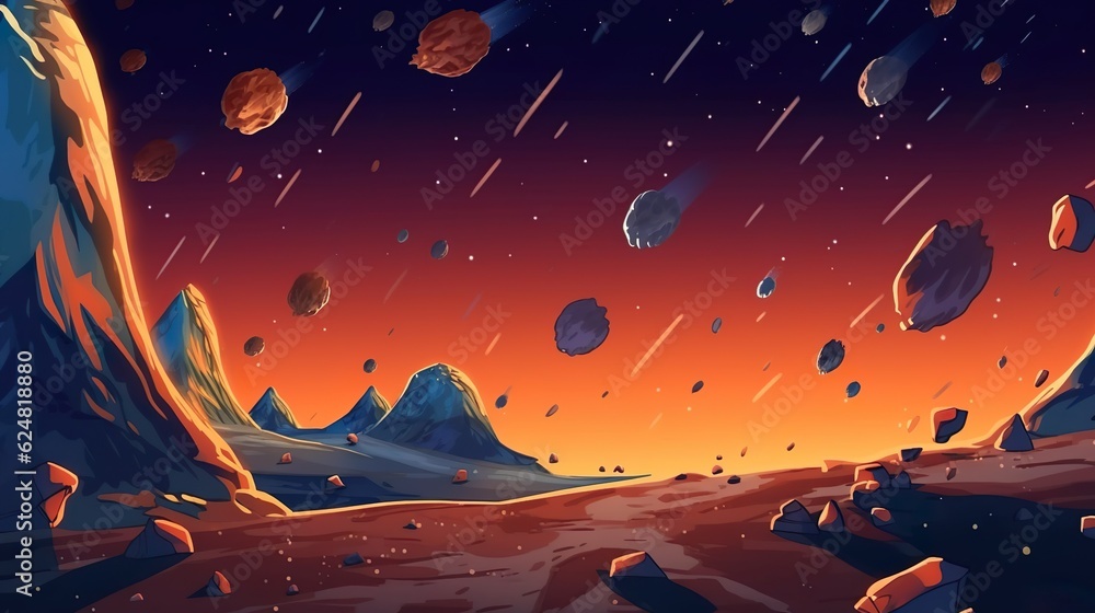 Poster abstract background asteroids. the awe-inspiring world of asteroids with an illustration that showca