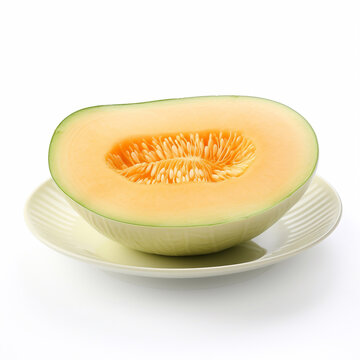 Juicy delicious melon lies on beautiful plate, Ai generated