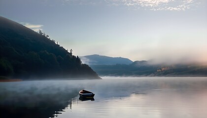 boat on the lake - Generative AI