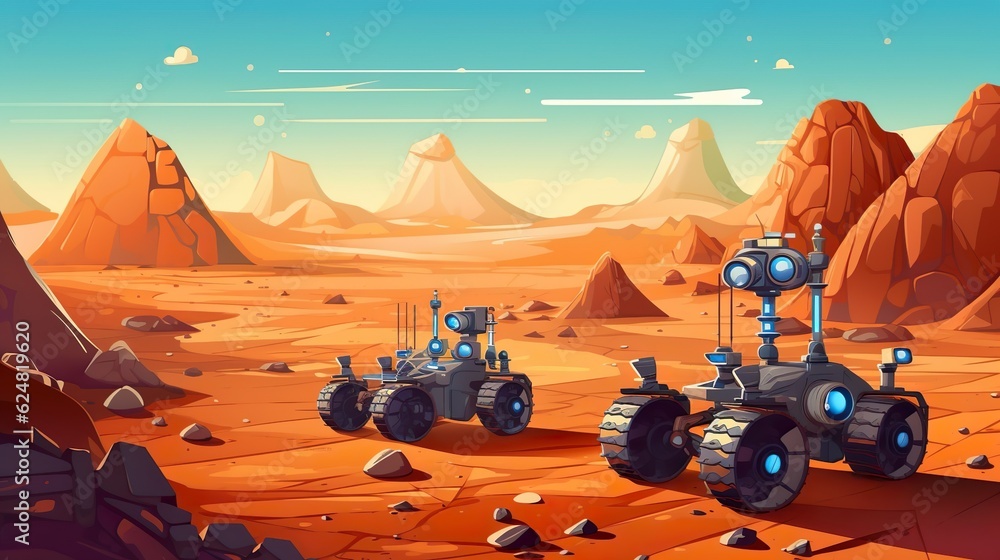 Aufkleber background mars rovers and planetary exploration. planetary exploration journey with mars rovers ami