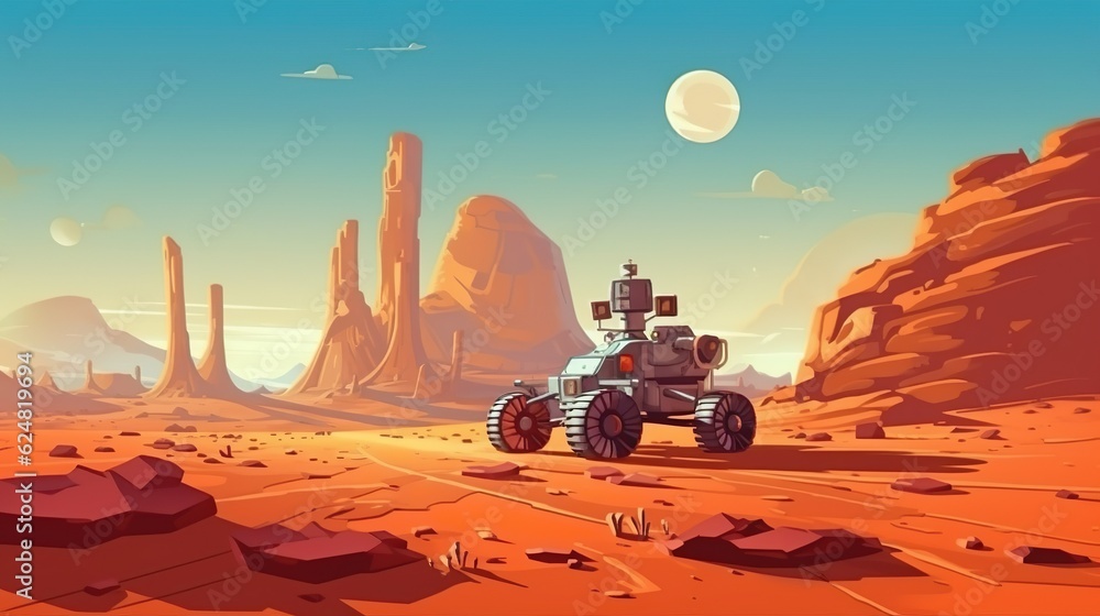 Aufkleber background mars rovers and planetary exploration. the wonders of space through an illustration featu