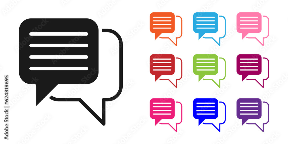 Poster black speech bubble chat icon isolated on white background. message icon. communication or comment c