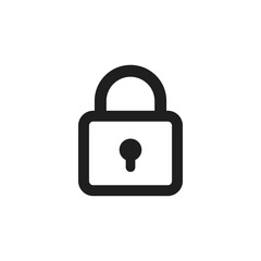 Flat simple outline lock padlock icon background.