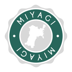 Miyagi, Japan Badge Map Vector Seal Vector Sign. National Symbol Country Stamp Design Icon Label. 