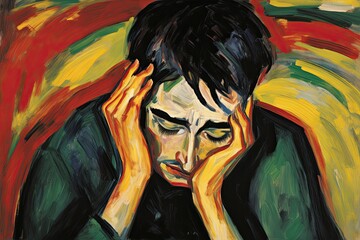 anxiety depression Abstract Illustrations, mental stress, anxiety depression art - obrazy, fototapety, plakaty