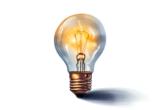 Glowing light bulb isolated on white background