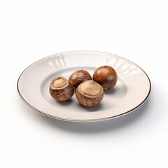 delicious nut hazelnut lies on beautiful plate, Ai generated