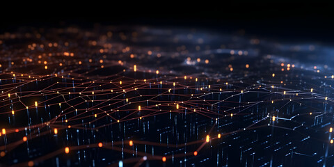 Futuristic abstract mesh. Wave with the connection of dots and lines