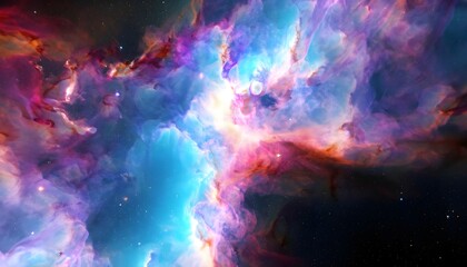 Obraz na płótnie Canvas explosion of space, Colorful space galaxy cloud nebula. Stary night, fire, sky, space, smoke, AI generated