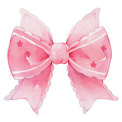 watercolor cute pink ribbon, ai generative