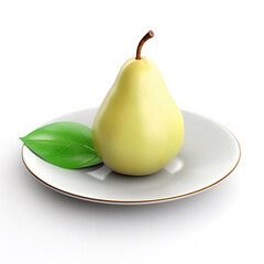 Juicy delicious pear lies on beautiful plate, Ai generated
