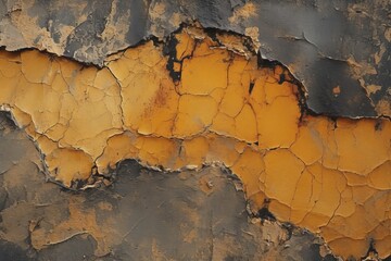 Black Amber Textured Cracked Wall AI Generated