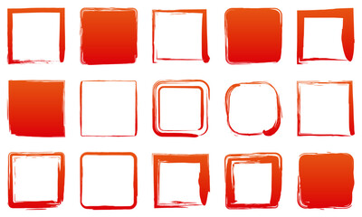 筆　赤　丸　四角　セット　フレーム