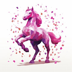 cute cartoon horse with confetti sprinkles, a low poly illustration, adorable character, mascot, concept, digital art