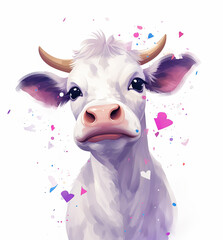 cute cartoon cow with confetti sprinkles, a low poly illustration, adorable character, mascot, concept, digital art