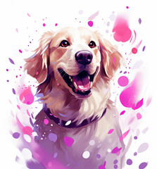 cute cartoon dog with confetti sprinkles, a low poly illustration, adorable character, mascot, concept, digital art