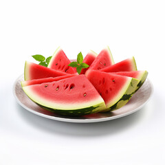 Juicy delicious watermelon lies on beautiful plate, Ai generated