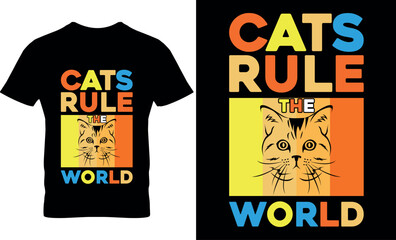 Cats Rule The World, cat t-shirt design, Cat lover t-shirt, cat dad ever, typography, graphic, vector, cat dad, cat lover, cat shirt, father's day,