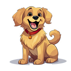 Cute smiling Golden Retriever, cartoon style