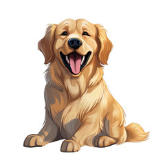 Cute smiling Golden Retriever, cartoon style