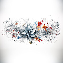 She creates floral elements in an unusual shape on a clear background.