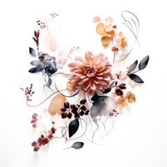 He arranged floral elements in an unexpected form on a transparent background.