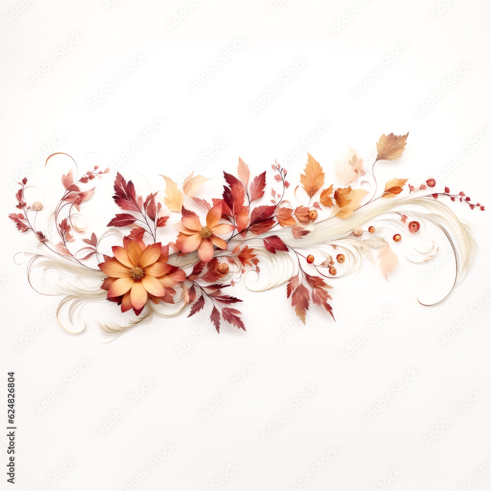 Aufkleber he artfully arranges floral elements into an unexpected shape against a transparent background.