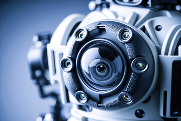 Fototapeta premium Security CCTV camera in office building.Generative AI