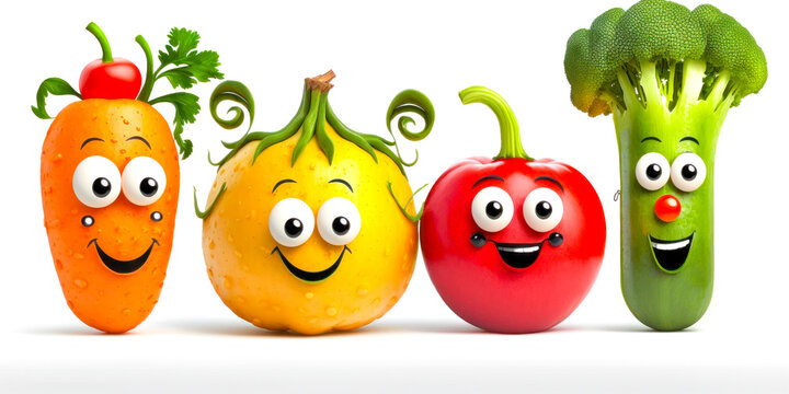 Cute happy veg isolated on a white background.Generative AI