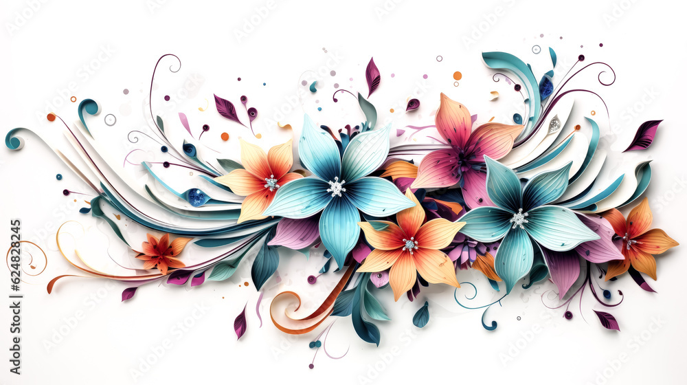 Poster he whimsically arranges flowers into an unexpected design.