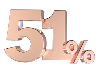 51 Number Gold 3D Render