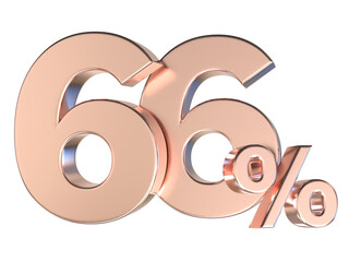 66 Number Gold 3D Render