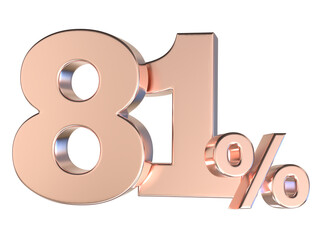 81 Number Gold 3D Render