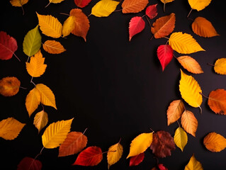 Frame of yellow and red autumn leaves. wallpaper. background