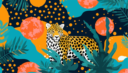 Dotting the Wild: An Exotic Collage of Leopards & Minimal Abstract Dots in Seamless Patterns