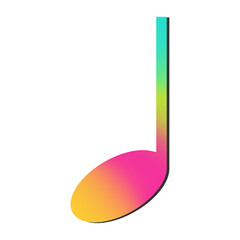 Musical Note, Quarter Note with Rainbow Effect