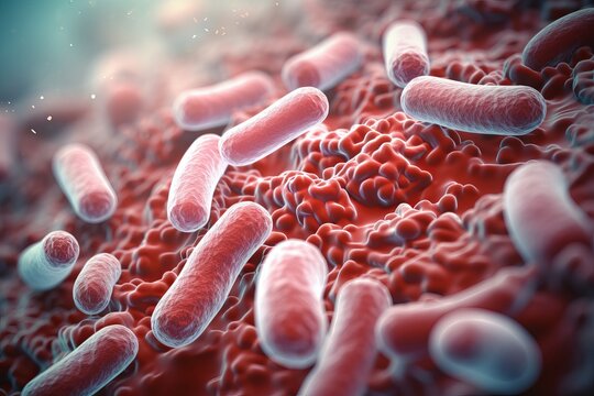 Close up of 3D Microscopic Bacteria's, Probiotics bacteria, oral bacterias, Blood Bacteria